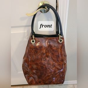 Retro Donald J. Pliner Patent Tortoise Shell Bag